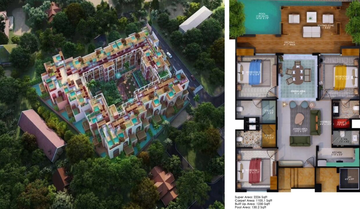 3bhk apartment for sale in goa anjuna with pool